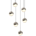 Load image into Gallery viewer, Grapes 6 Small Light Round Assorted LED Pendant - Satin Nickel