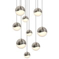 Load image into Gallery viewer, Grapes 9 Assorted Light LED Round Multipoint Pendant - Satin Nickel