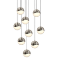 Load image into Gallery viewer, Grapes 9 Medium Light LED Round Multipoint Pendant - Satin Nickel