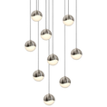 Load image into Gallery viewer, Grapes 9 Small Light LED Round Multipoint Pendant - Satin Nickel