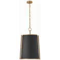 Load image into Gallery viewer, Hastings Medium Pendant - Hand-Rubbed Antique Brass Finish with Black Shade
