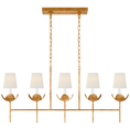 Load image into Gallery viewer, Illana Large Linear Chandelier - Antique Gold Leaf Finish with Linen Shades