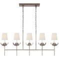 Load image into Gallery viewer, Illana Large Linear Chandelier - Burnished Silver Leaf Finish with Linen Shades