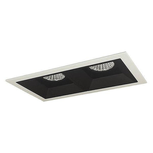 Iolite MLS LED Adjustable Snoot and Fixed Downlight Two Head Trim Set - Black Trim with Matte Powder White Flange