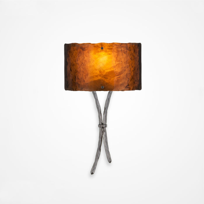 Ironwood Sprout Glass Wall Sconce - Satin Nickel/Bronze Granite