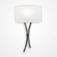 Load image into Gallery viewer, Ironwood Sprout Linen Wall Sconce - Gunmetal/Linen Shade