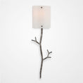 Load image into Gallery viewer, Ironwood Twig Glass Wall Sconce - Satin Nickel/Ivory Wisp
