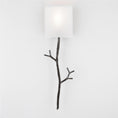 Load image into Gallery viewer, Ironwood Twig Linen Wall Sconce - Gunmetal/Linen Shade