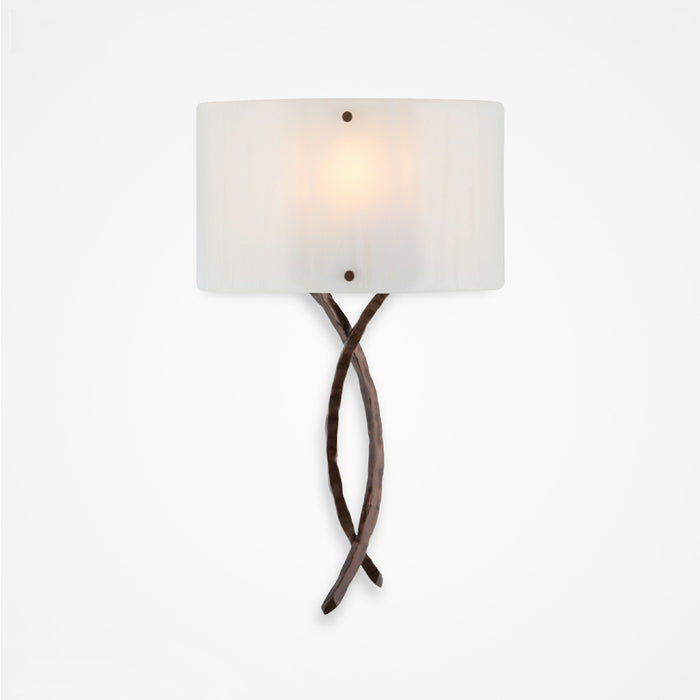 Ironwood Twist Glass Wall Sconce - Oiled Rubbed Bronze/Ivory Wisp