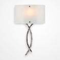 Load image into Gallery viewer, Ironwood Twist Glass Wall Sconce - Satin Nickel/Ivory Wisp