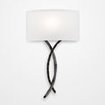 Load image into Gallery viewer, Ironwood Twist Linen Wall Sconce - Gunmetal/Linen Shade