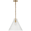 Load image into Gallery viewer, Katie Conical Pendant - Hand-Rubbed Antique Brass Finish Clear Glass