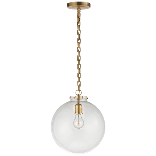 Katie Globe Pendant - Hand-Rubbed Antique Brass Finish Clear Glass