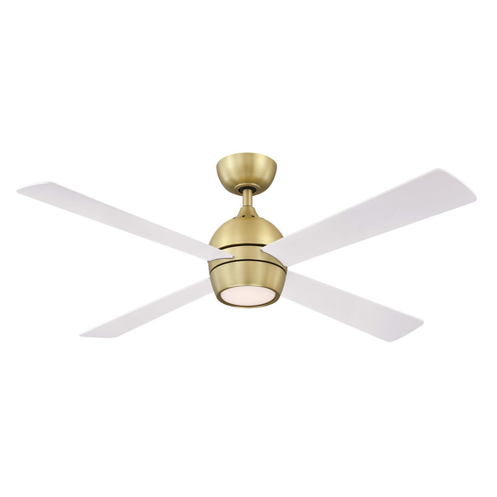 Kwad 52" Ceiling Fan - Brushed Satin Brass Finish with Matte White Blades