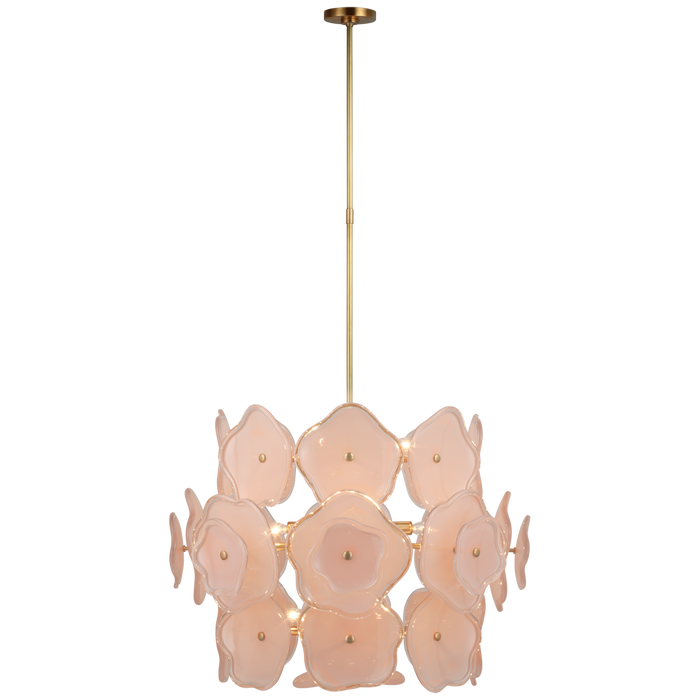Leighton Large Barrel Chandelier - Soft Brass Finish Blushed Tinted Glass