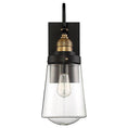 Load image into Gallery viewer, Macauley 14" Outdoor Wall Sconce - Vintage Black with Warm Brass