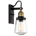 Load image into Gallery viewer, Macauley 21" Outdoor Wall Sconce - Vintage Black with Warm Brass