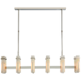 Load image into Gallery viewer, Malik Large Linear Chandelier - Polished Nickel Finish with Alabaster Shades
