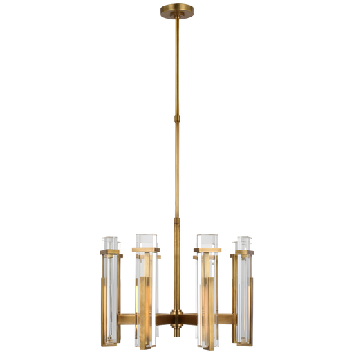 Malik Medium Chandelier - Hand-Rubbed Antique Brass Finish with Crystal Shade