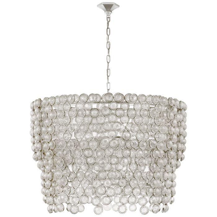 Milazzo Large Waterfall Chandelier - Burnished Silver Leaf with Crystals