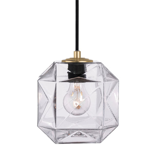 Mimo Cube Pendant - Brass Finish with Clear Glass