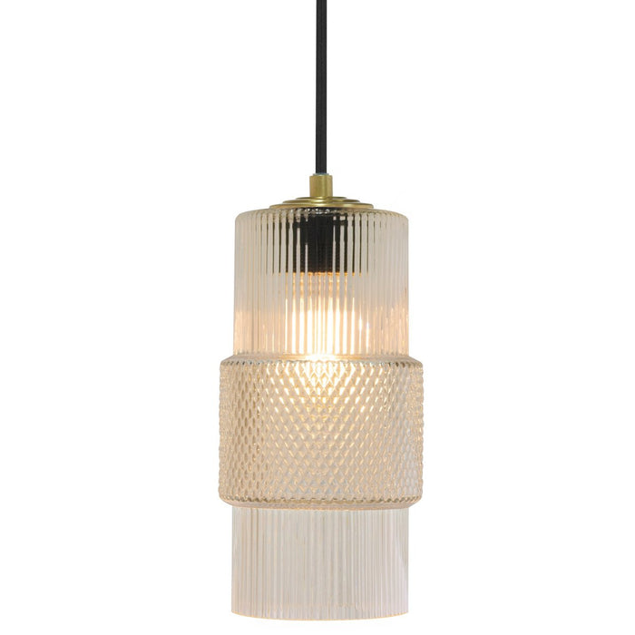 Mimo Cylinder Pendant - Brass Finish with Clear Glass