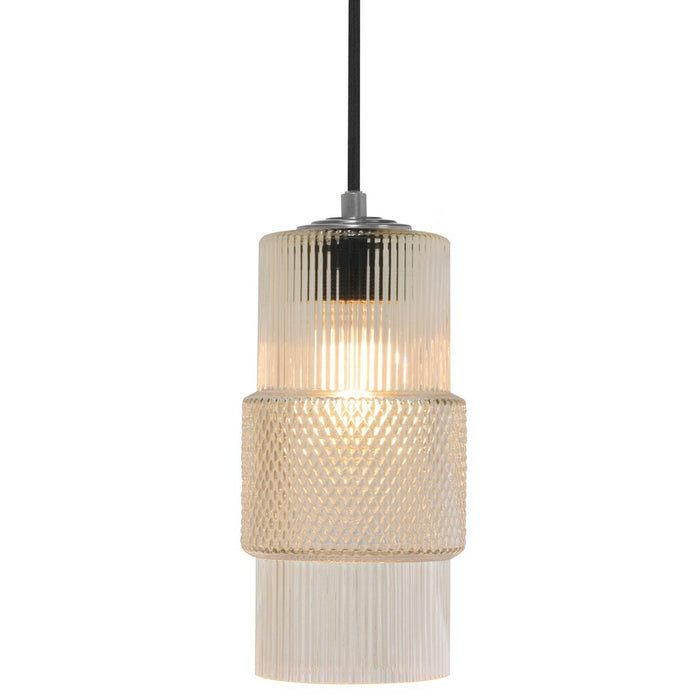 Mimo Cylinder Pendant - Gunmetal Finish with Clear Glass