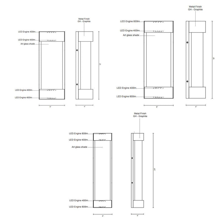 Moondew LED Outdoor Wall Sconce - Diagram