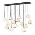 Load image into Gallery viewer, Nula Linear Suspension - Shell White Finish with Gold Leaf Accents