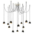 Load image into Gallery viewer, Nula Multi Light Pendant - Shell Black Finish with Gold Leaf Finish