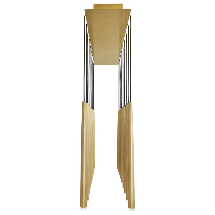 Pylon 18-Light Linear Chandelier - Natural Brass Finish
