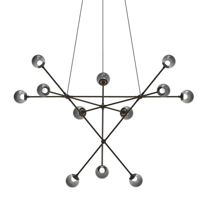 Proton Alpha LED Chandelier - Polished Black Nickel Finish with Smoked Glass
