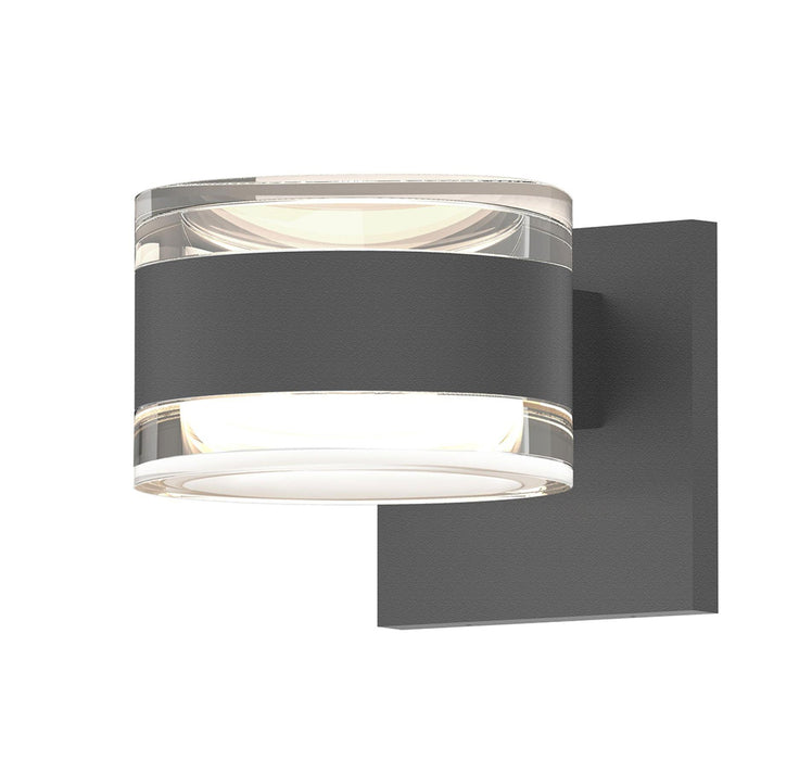 Reals Cylinder Outdoor Wall Sconce - Textured Gray / Clear Cylinder / Up & Down Light