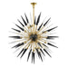 Sparta Large Chandelier - Aged Brass Finish with Black/Clear Glass
