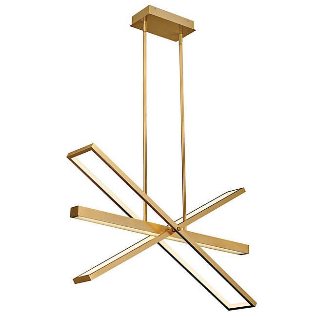 Tangent LED Chandelier - Lacquered Brass Finish