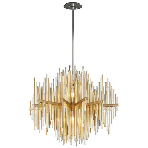 Theory Chandelier - Gold Leaf W Polished Stainless Finish