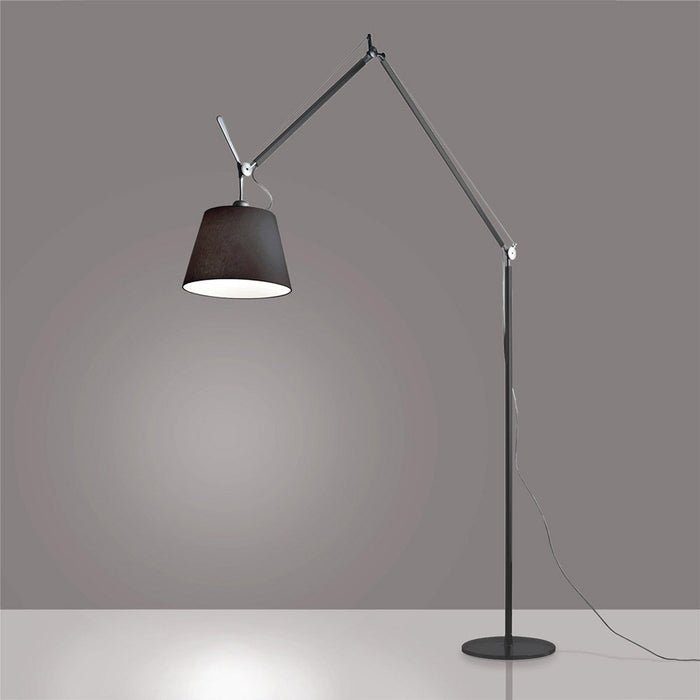 Tolomeo Medium Mega Floor Lamp - Black Finish Grey Shade