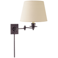 Load image into Gallery viewer, Triple Swing Arm Wall Lamp - Bronze Finish with Linen Shade