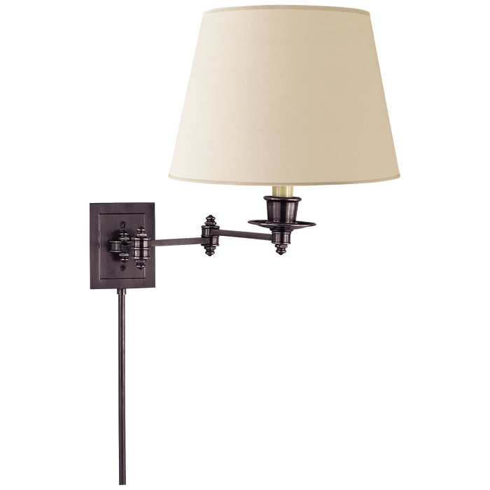 Triple Swing Arm Wall Lamp - Bronze Finish with Linen Shade