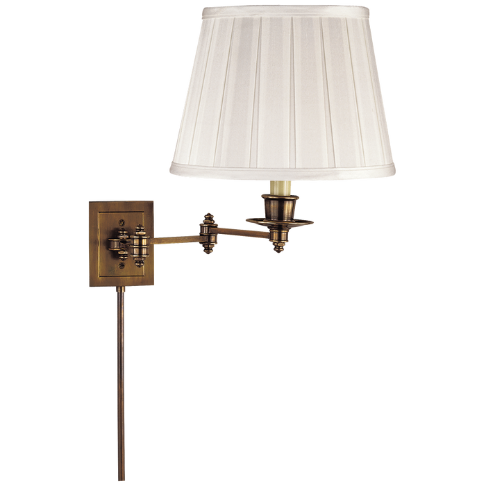 Triple Swing Arm Wall Lamp - Hand-Rubbed Antique Brass Finish with SilkShade