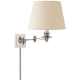 Load image into Gallery viewer, Triple Swing Arm Wall Lamp - Polished Nickel Finish with Linen Shade