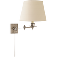 Load image into Gallery viewer, Triple Swing Arm Wall Lamp - Antique Nickel Finish with Linen Shade