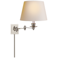 Load image into Gallery viewer, Triple Swing Arm Wall Lamp - Polished Nickel Finish with Natural Paper Shade