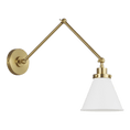 Load image into Gallery viewer, Wellfleet Double Arm Cone Task Sconce - Burnished Brass/Matte White Finish