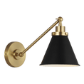 Load image into Gallery viewer, Wellfleet Single Arm Cone Task Sconce - Burnished Brass/Midnight Black Finish