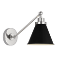 Load image into Gallery viewer, Wellfleet Single Arm Cone Task Sconce - Polished Nickel/Midnight Black Finish