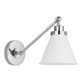 Load image into Gallery viewer, Wellfleet Single Arm Cone Task Sconce - Polished Nickel/Matte White Finish