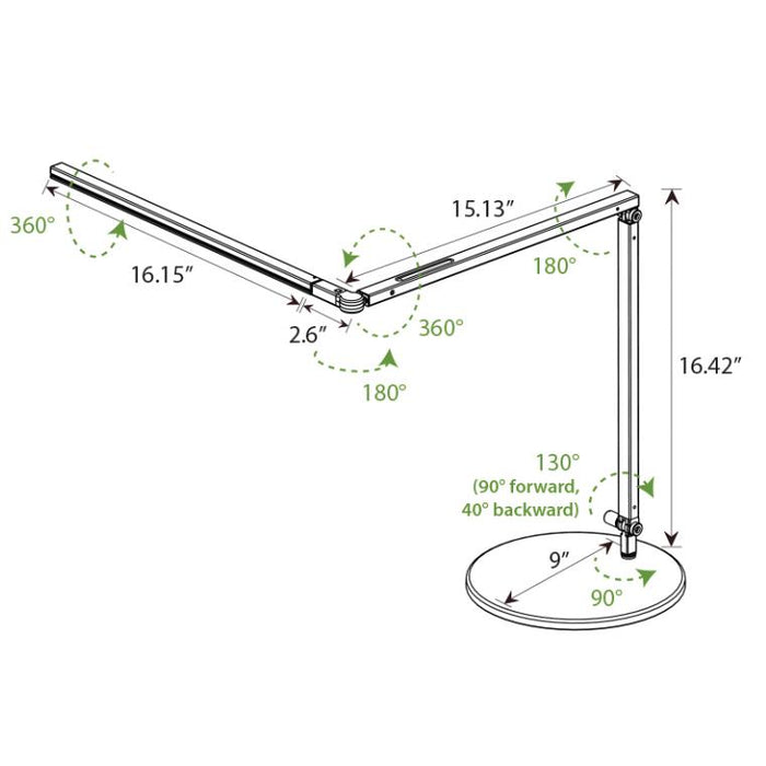 Z-Bar LED Desk Lamp - Diagram