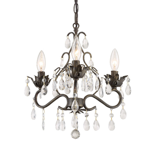 Crystorama - 4534-EB-CL-MWP - Three Light Mini Chandelier - Paris Market - English Bronze