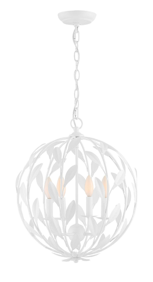 Crystorama - 504-MT - Four Light Chandelier - Broche - Matte White